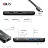 CLUB3D 8-1 Nešiojama USB Type-C 10Gbps stotelė su HDMI ir DisplayPort 8K30Hz PD iki 100W