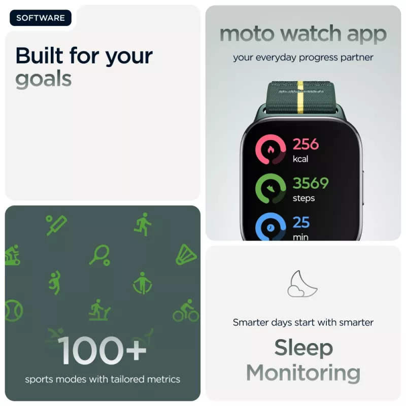 Išmanusis laikrodis Motorola Solutions Watch Fit žalias (PG38C07182)