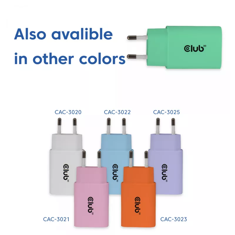 Club 3D USB-C įkroviklis 2 vnt. 30W – Dvigubas 30W USB-C maitinimo adapteris