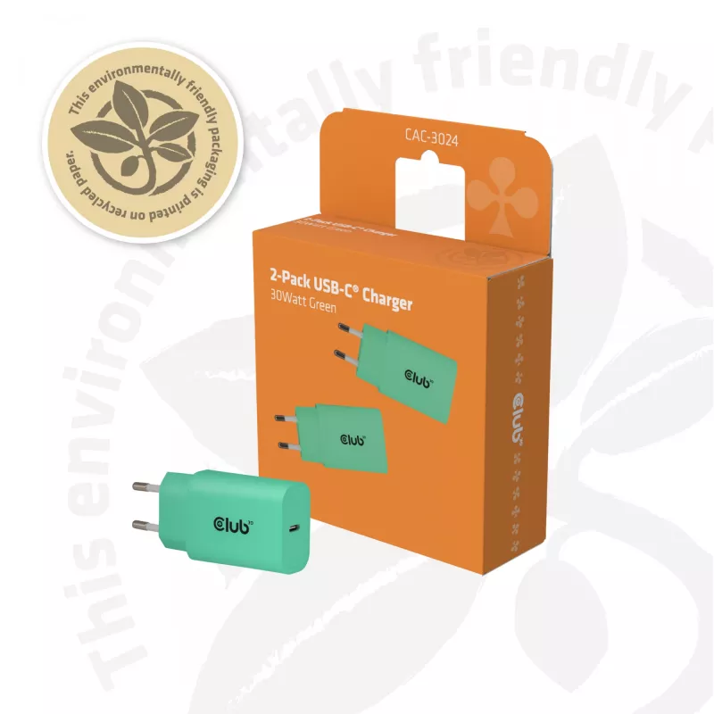 Club 3D USB-C įkroviklis 2 vnt. 30W – Dvigubas 30W USB-C maitinimo adapteris