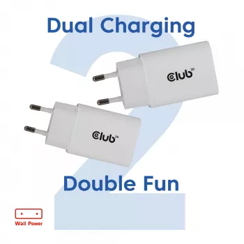 USB-C įkroviklis 2 vnt. komplektas CLUB3D CAC-3020, 30 W, baltas