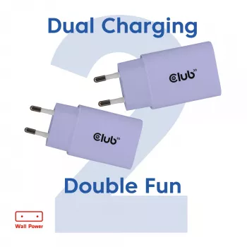 Club 3D USB-C įkroviklis 30W 2 vnt. kompaktiškas telefonams ir planšetėms
