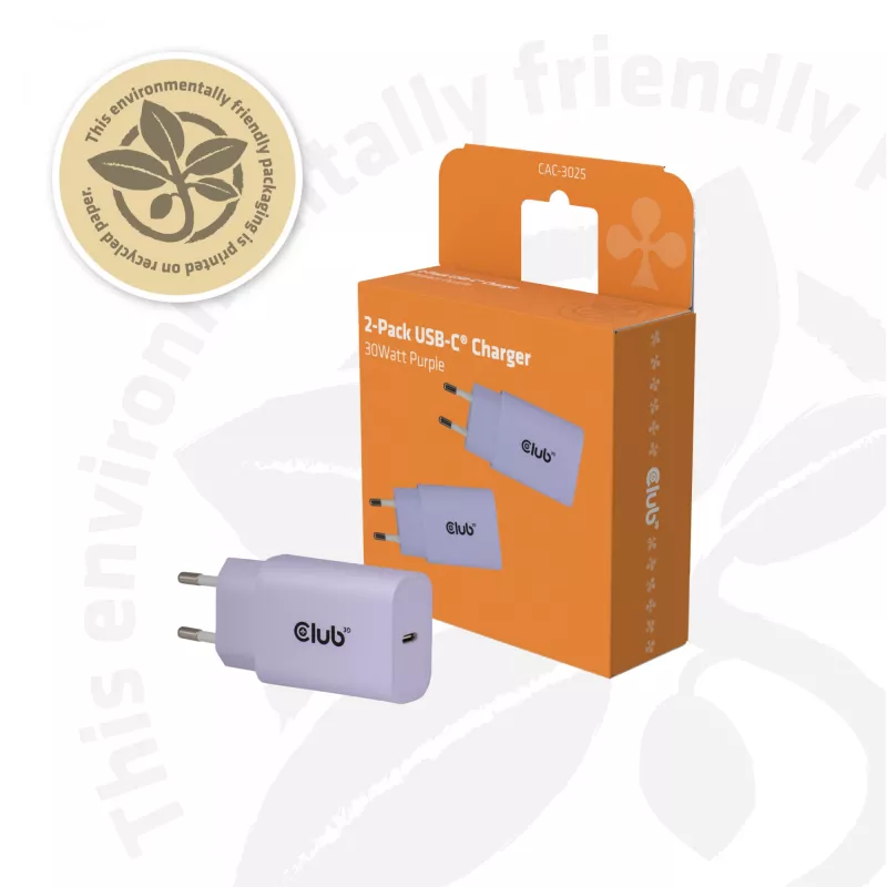 Club 3D USB-C įkroviklis 30W 2 vnt. kompaktiškas telefonams ir planšetėms