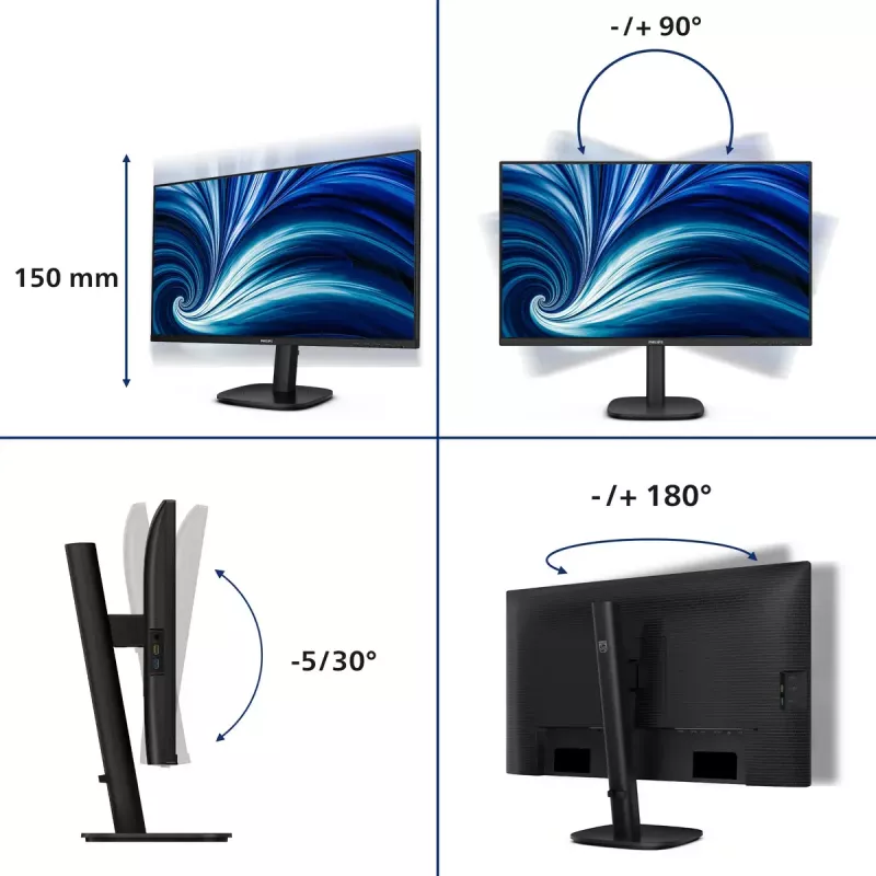 Philips 3000 serijos 27B2U3601/00 monitorius 68.6 cm (27 col.) 2560 x 1440 pikselių Quad HD juodas