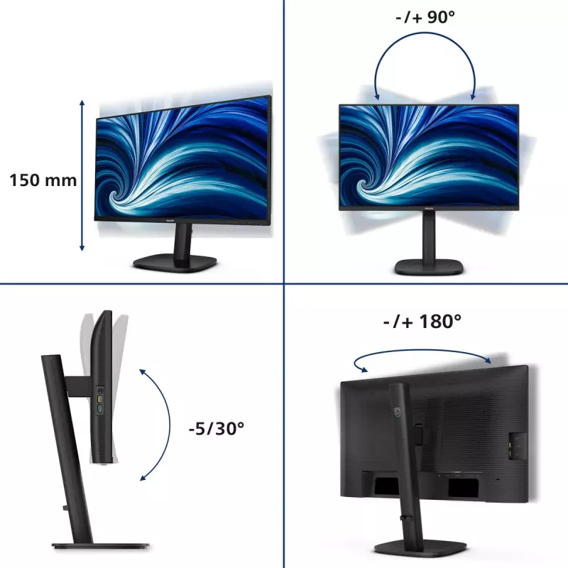 Philips 3000 serijos 24B2N3200J/00 kompiuterio monitorius 60,5 cm (23,8 col.) 1920 x 1080 pikselių Full HD LCD juodas