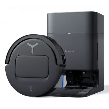 Robotinis dulkių siurblys Ecovacs Deebot T80 Omni — be maišelio, 3 L dulkėms, 0,11 L vandeniui, 6400 mAh, 297 min veikimo, juodas