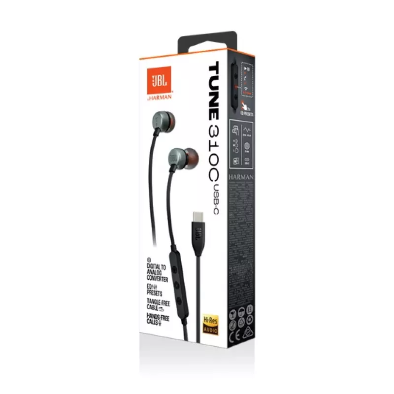 JBL Tune 310C laidinės ausinės į ausį USB Type-C juodos
