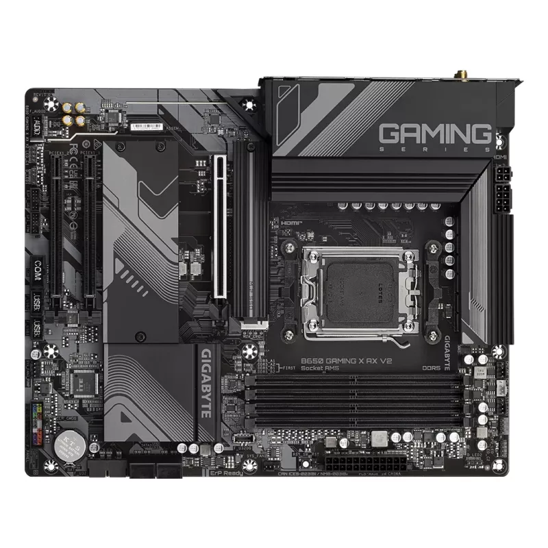 GIGABYTE B650 GAMING X AX V2 pagrindinė plokštė – AMD Ryzen 9000 serijos procesoriams, 8+2+2 fazių VRM, iki 8000MHz DDR5 (OC), 1xPCIe 5.0 + 2xPCIe 4.0 M.2, 2.5GbE LAN, WIFI 6E, USB 3.2 Gen 2