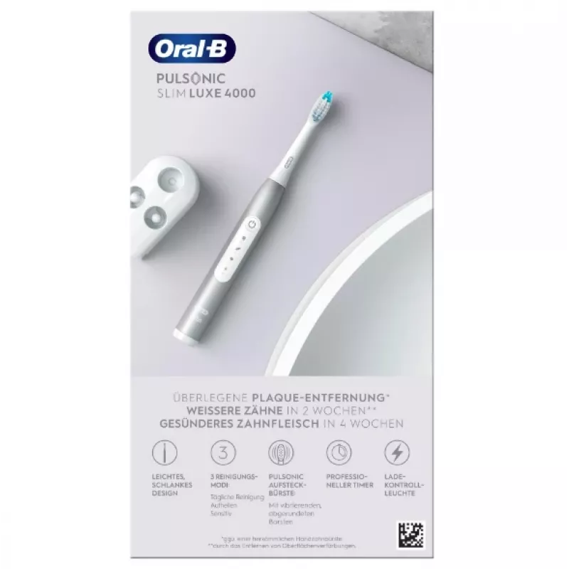 Oral-B Pulsonic Slim Luxe 4000 suaugusiųjų soninis dantų šepetėlis, platininė spalva