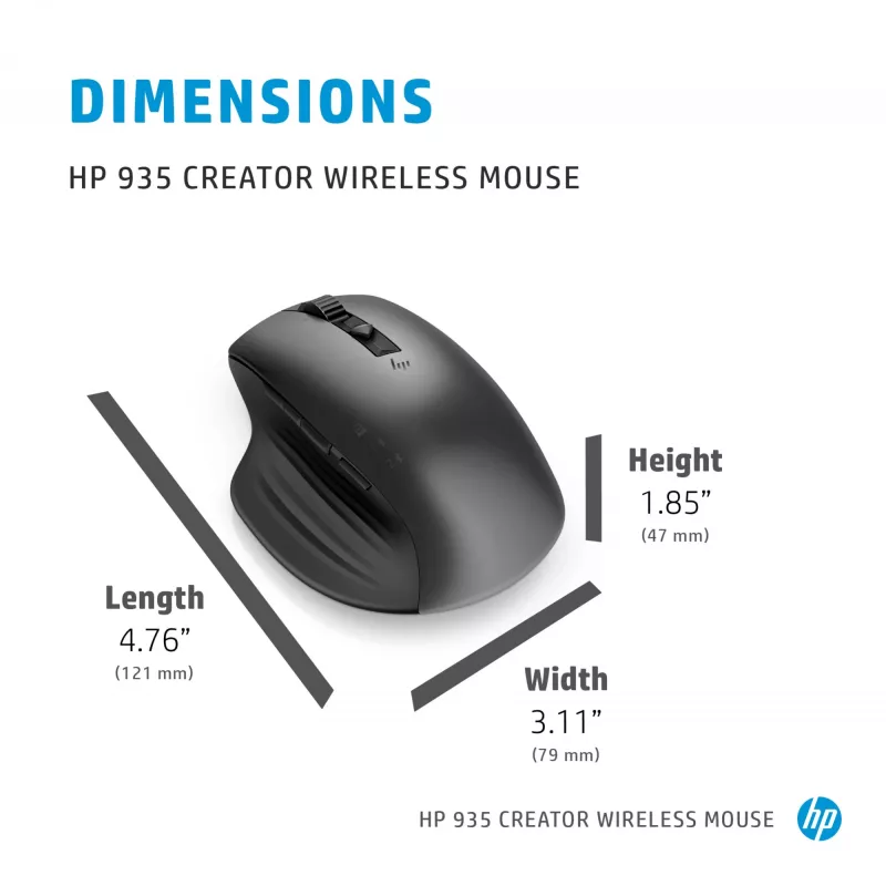 HP 930 Creator Wireless Mouse, dešinei rankai, Bluetooth, 3000 DPI, sidabrinis