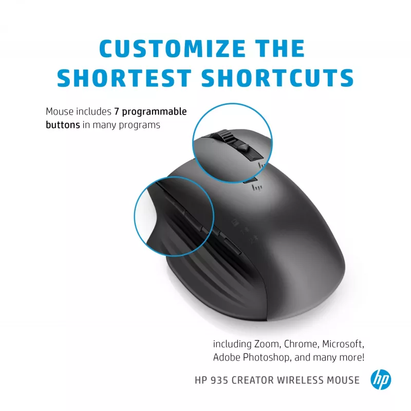 HP 930 Creator Wireless Mouse, dešinei rankai, Bluetooth, 3000 DPI, sidabrinis