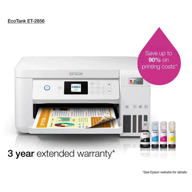 Epson EcoTank ET-2856 daugiafunkcis rašalinis spausdintuvas A4, 5760 x 1440 DPI, 33 ppm, Wi-Fi