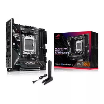Motininė plokštė ASUS ROG STRIX B850-I GAMING WIFI, AMD B850, Socket AM5, mini ITX, 2x DDR5, Wi‑Fi 7, 2.5Gb LAN