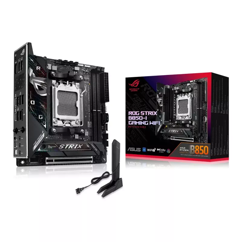 Motininė plokštė ASUS ROG STRIX B850-I GAMING WIFI, AMD B850, Socket AM5, mini ITX, 2x DDR5, Wi‑Fi 7, 2.5Gb LAN