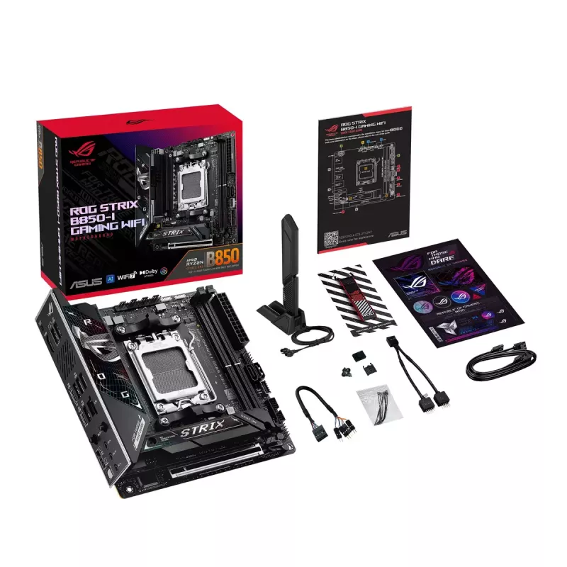 Motininė plokštė ASUS ROG STRIX B850-I GAMING WIFI, AMD B850, Socket AM5, mini ITX, 2x DDR5, Wi‑Fi 7, 2.5Gb LAN