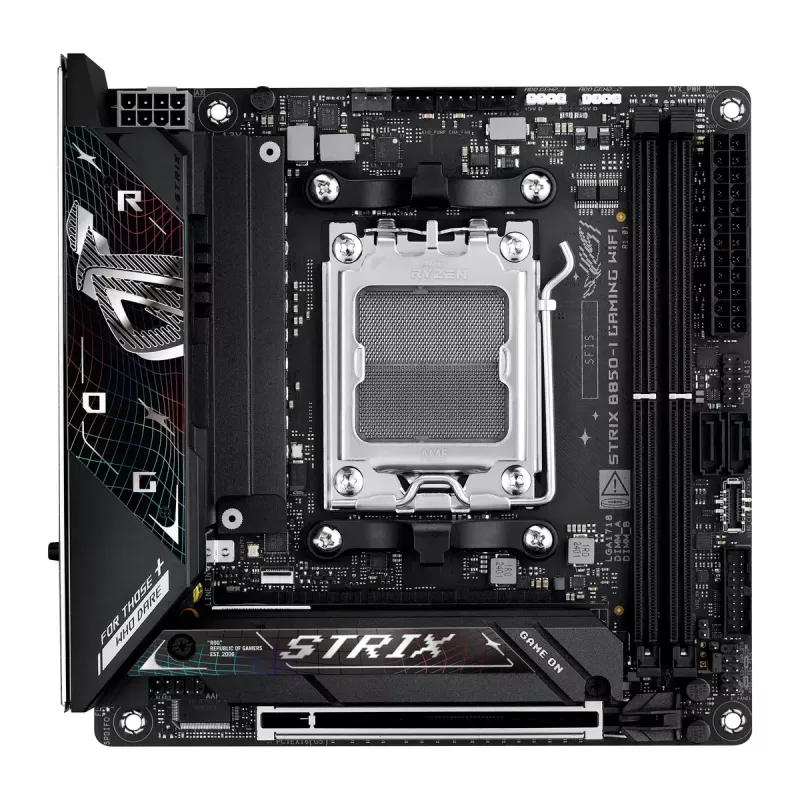 Motininė plokštė ASUS ROG STRIX B850-I GAMING WIFI, AMD B850, Socket AM5, mini ITX, 2x DDR5, Wi‑Fi 7, 2.5Gb LAN