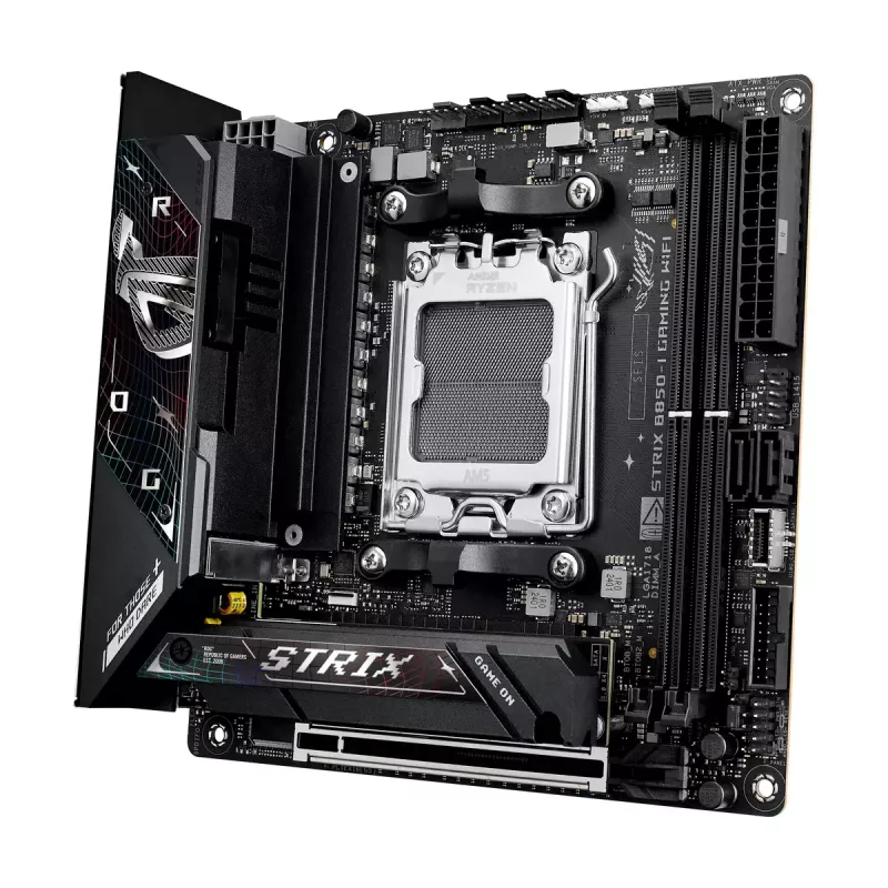 Motininė plokštė ASUS ROG STRIX B850-I GAMING WIFI, AMD B850, Socket AM5, mini ITX, 2x DDR5, Wi‑Fi 7, 2.5Gb LAN
