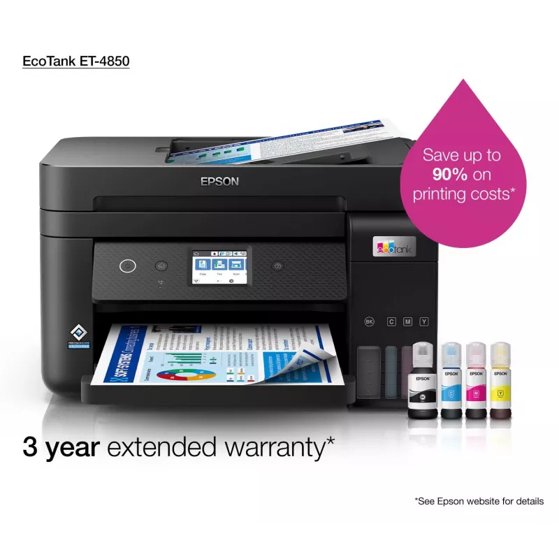 Epson EcoTank ET-4850 daugiafunkcis spausdintuvas (rašalinis, A4, 4800x1200 DPI, 33 ppm, Wi-Fi)