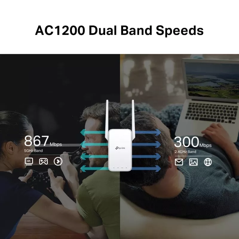 Tinklo stiprintuvas TP-Link AC1200 „Mesh“ Wi-Fi diapazono plėtiklis