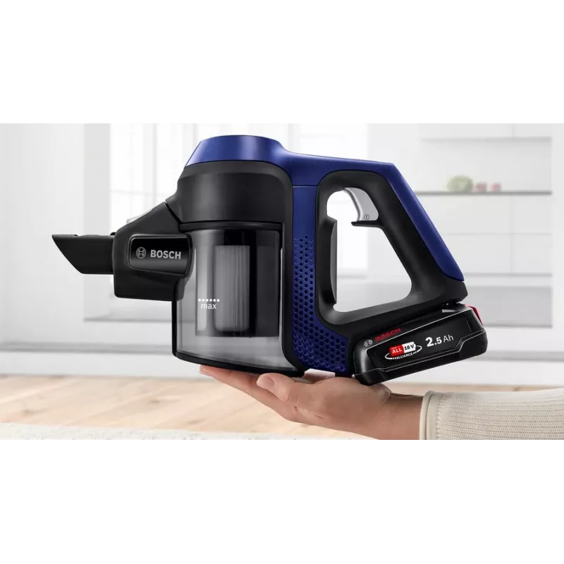 Bosch Serie 6 BBS611MAT belaidis dulkių siurblys 2-in-1, 18 V, 0,3 L, mėlynas