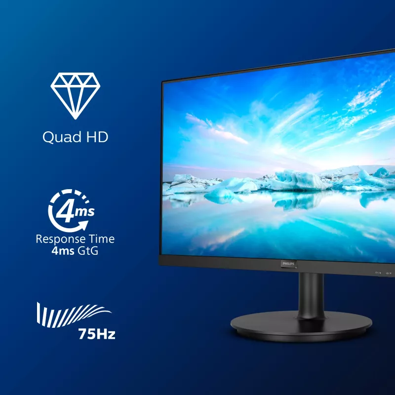 Philips V Line 275V8LA/00 monitorius 68,6 cm (27 colių) 2560 x 1440 pikselių Quad HD LED juodas