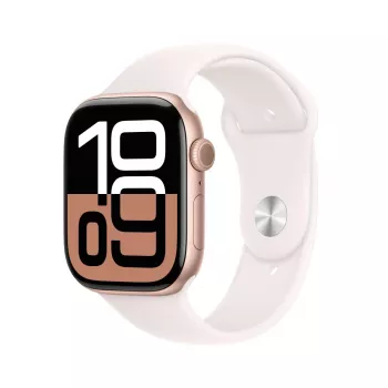 APPLE Watch Series 10 Gps 46mm rožinio aukso aliuminio korpusas su šviesiai rožiniu sportiniu dirželiu - M/L