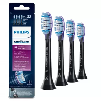 Philips G3 Premium Gum Care HX9054/33 4 vienetų keičiamų šepetėlių galvučių rinkinys juodas
