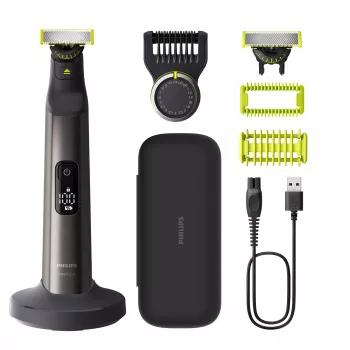 Philips OneBlade Pro 360 QP6652/61 Veidui ir Kūnui, Įmontuotas ekranas, Skalbianas, Akumuliatorius, Chromas