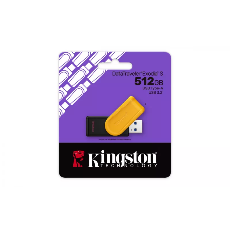 Kingston DataTraveler Exodia S 512GB USB 3.2 Gen 1 raktas (juodas/geltonas)
