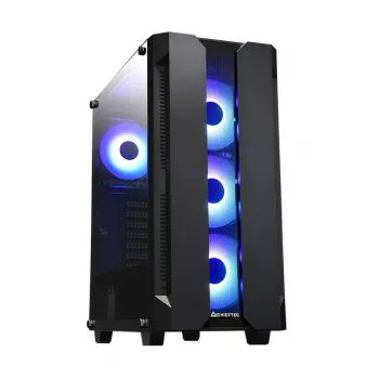 Korpusas CHIEFTEC GS-01B-OP Tower Juodas – grūdintas stiklas, RGB ventiliatoriai, tinka ATX/Micro-ATX, GPU iki 320 mm