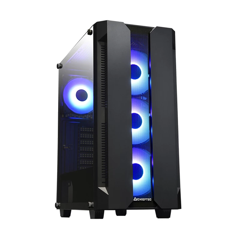 Korpusas CHIEFTEC GS-01B-OP Tower Juodas – grūdintas stiklas, RGB ventiliatoriai, tinka ATX/Micro-ATX, GPU iki 320 mm