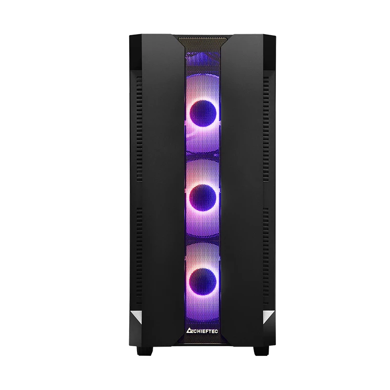 Korpusas CHIEFTEC GS-01B-OP Tower Juodas – grūdintas stiklas, RGB ventiliatoriai, tinka ATX/Micro-ATX, GPU iki 320 mm