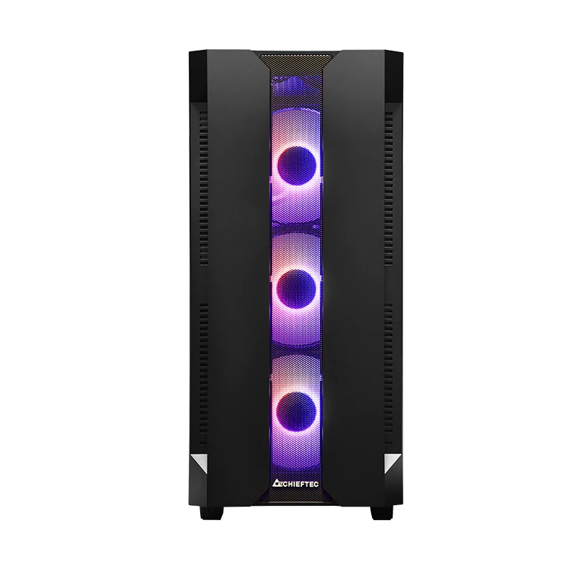 Korpusas CHIEFTEC GS-01B-OP Tower Juodas – grūdintas stiklas, RGB ventiliatoriai, tinka ATX/Micro-ATX, GPU iki 320 mm