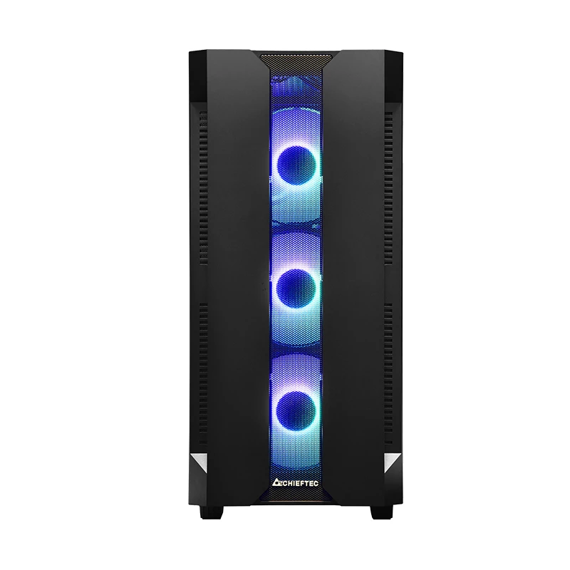 Korpusas CHIEFTEC GS-01B-OP Tower Juodas – grūdintas stiklas, RGB ventiliatoriai, tinka ATX/Micro-ATX, GPU iki 320 mm