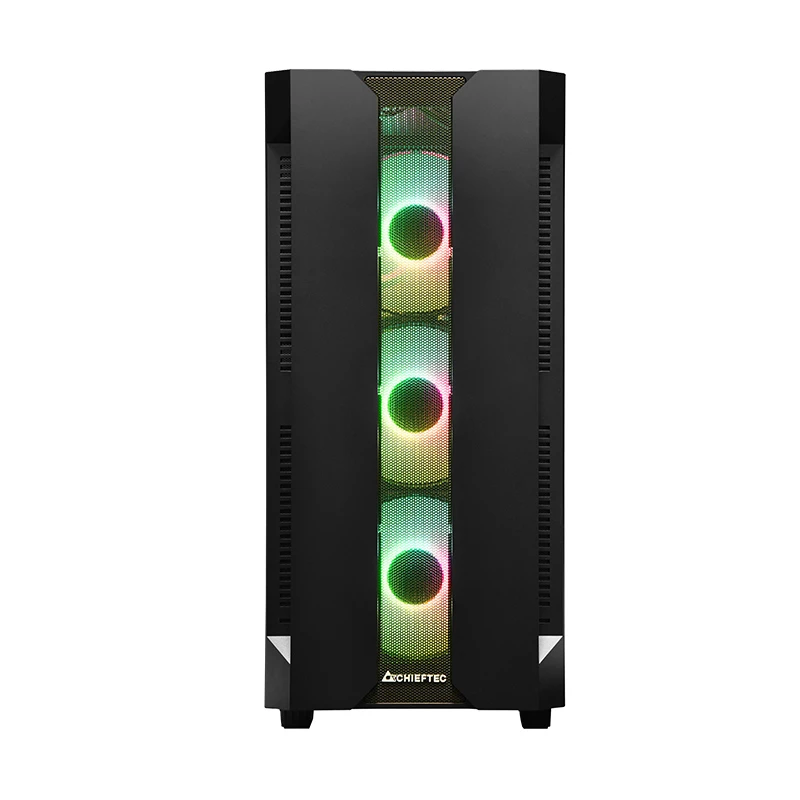 Korpusas CHIEFTEC GS-01B-OP Tower Juodas – grūdintas stiklas, RGB ventiliatoriai, tinka ATX/Micro-ATX, GPU iki 320 mm