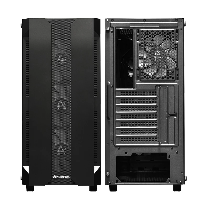 Korpusas CHIEFTEC GS-01B-OP Tower Juodas – grūdintas stiklas, RGB ventiliatoriai, tinka ATX/Micro-ATX, GPU iki 320 mm