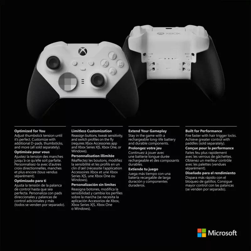 Žaidimų pultas Microsoft Xbox Elite Wireless Series 2 Core juodai baltas Bluetooth USB
