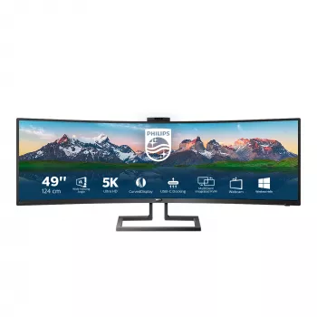 Philips P Line 32:9 SuperWide lenktas LCD monitorius 499P9H/00, 124 cm (48,8 colio), 5120 x 1440 pikselių, UltraWide Dual Quad HD, LCD, 5 ms, Juodas
