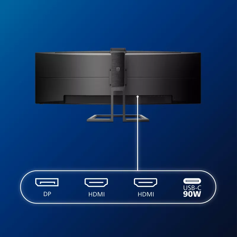 Philips P Line 32:9 SuperWide lenktas LCD monitorius 499P9H/00, 124 cm (48,8 colio), 5120 x 1440 pikselių, UltraWide Dual Quad HD, LCD, 5 ms, Juodas
