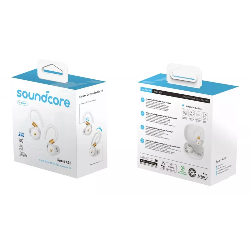 ANKER Soundcore Sport X20 belaidžiai ausinukai – balti