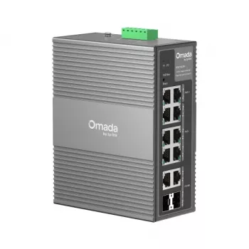 TP-Link Omada 10 prievadų Gigabit pramoninis lengvai valdomas komutatorius su 6 PoE+ ir 2 PoE++ prievadais