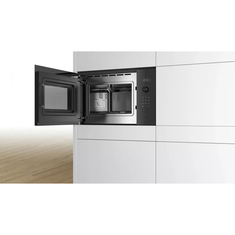 Įmontuojama mikrobangų krosnelė Bosch Serie 6 BFL554MB0 – 900 W, 25 L, sukamosios ir liečiamosios valdymo, juoda