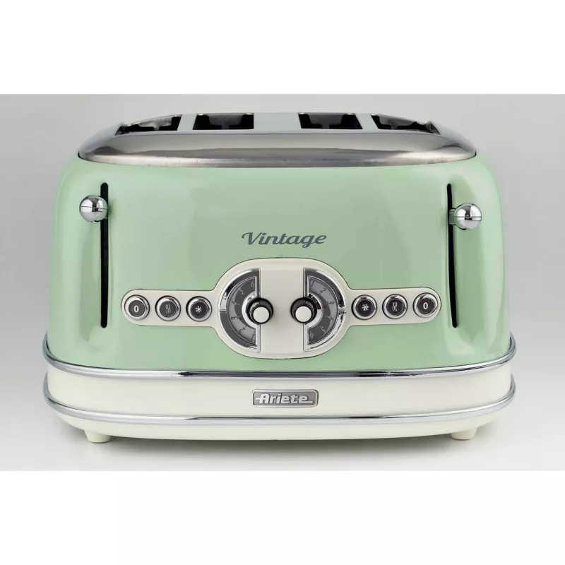 Ariete 156 Vintage skrudintuvas, 4 lizdai, 1600 W, 6 skrudinimo lygiai, nerūdijantis plienas, pastelinė žalia
