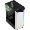 PC korpusas AEROCOLL Bionic Midi Tower baltas – ATX, grūdintas stiklas, 2x3,5 colio vietos, 6x2,5 colio, 297 mm GPU, mėlynas LED