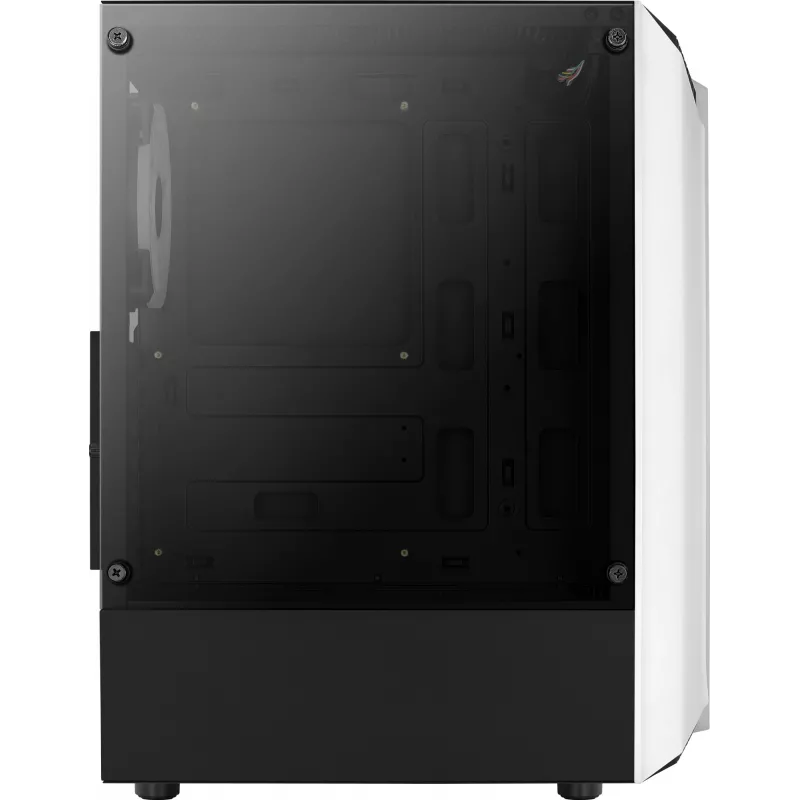 PC korpusas AEROCOLL Bionic Midi Tower baltas – ATX, grūdintas stiklas, 2x3,5 colio vietos, 6x2,5 colio, 297 mm GPU, mėlynas LED