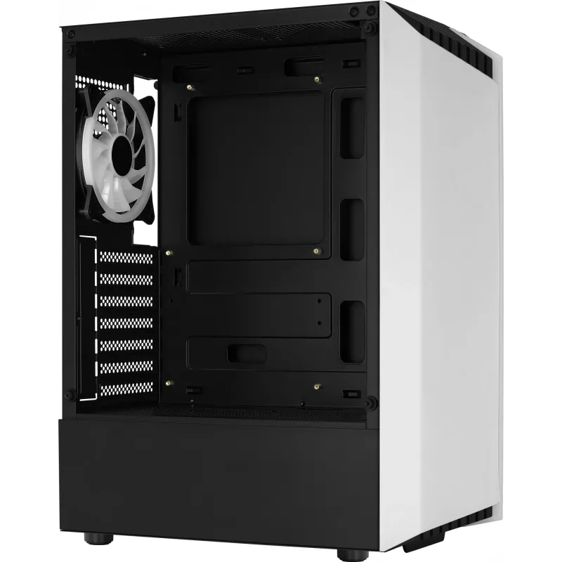 PC korpusas AEROCOLL Bionic Midi Tower baltas – ATX, grūdintas stiklas, 2x3,5 colio vietos, 6x2,5 colio, 297 mm GPU, mėlynas LED