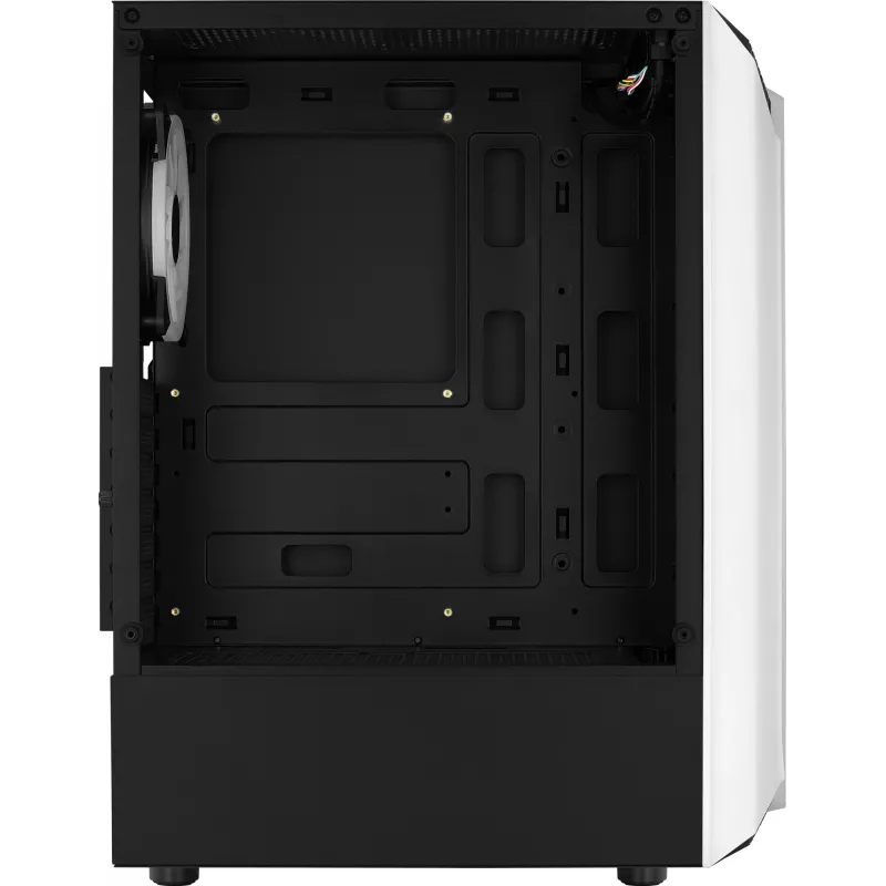 PC korpusas AEROCOLL Bionic Midi Tower baltas – ATX, grūdintas stiklas, 2x3,5 colio vietos, 6x2,5 colio, 297 mm GPU, mėlynas LED