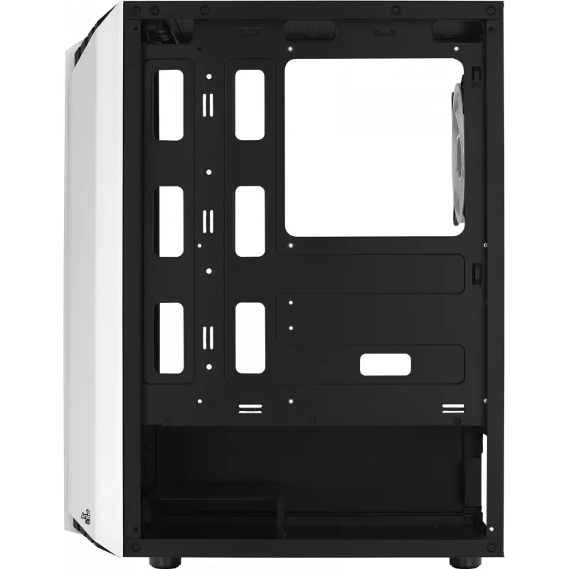 PC korpusas AEROCOLL Bionic Midi Tower baltas – ATX, grūdintas stiklas, 2x3,5 colio vietos, 6x2,5 colio, 297 mm GPU, mėlynas LED
