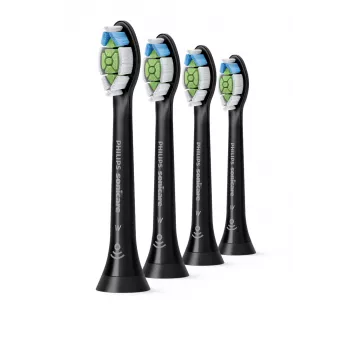 Philips HX6064/88 Optimal White dantų šepetėlio galvutės — 4 vnt., juodos, vidutinio kietumo šereliai, 62 000 judesių/min.