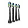 Philips HX6064/88 Optimal White dantų šepetėlio galvutės — 4 vnt., juodos, vidutinio kietumo šereliai, 62 000 judesių/min.